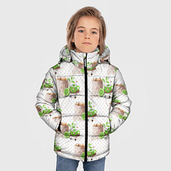 Куртка зимняя для мальчика Зеленый чай паттерн, цвет: 3D-светло-серый — фото 2