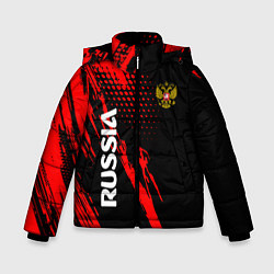Куртка зимняя для мальчика Russia Герб Геометрия, цвет: 3D-красный