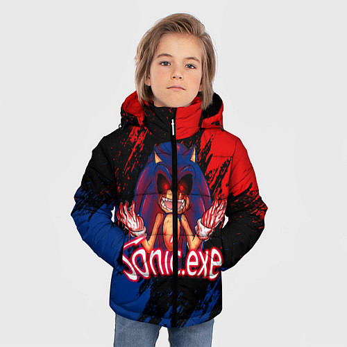 Зимняя куртка для мальчика Sonic Exe Супер ИГРА! / 3D-Светло-серый – фото 3