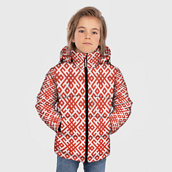 Куртка зимняя для мальчика Обережная Славянская Вышивка, цвет: 3D-красный — фото 2