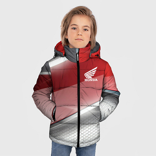 Зимняя куртка для мальчика Honda Текстура / 3D-Светло-серый – фото 3