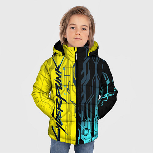 Зимняя куртка для мальчика CYBERPUNK 2077 Логотип / 3D-Красный – фото 3