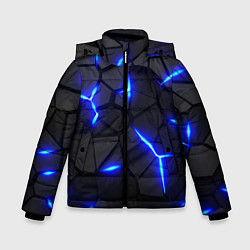 Куртка зимняя для мальчика КИБЕРПАНК БРОНЯ: СИНЯЯ СТАЛЬ, цвет: 3D-черный