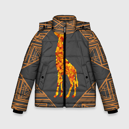 Зимняя куртка для мальчика Жираф из листьев / 3D-Черный – фото 1