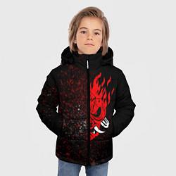 Куртка зимняя для мальчика SAMURAI CYBERPUNK 2077 КИБЕРПАНК 2077 БРЫЗГИ, цвет: 3D-черный — фото 2