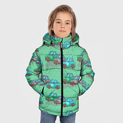 Куртка зимняя для мальчика Детские машинки паттерн, цвет: 3D-черный — фото 2