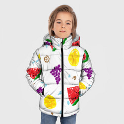 Куртка зимняя для мальчика Пиксельные фрукты, цвет: 3D-черный — фото 2