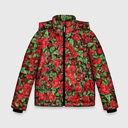 Куртка зимняя для мальчика Букет алых роз, цвет: 3D-черный