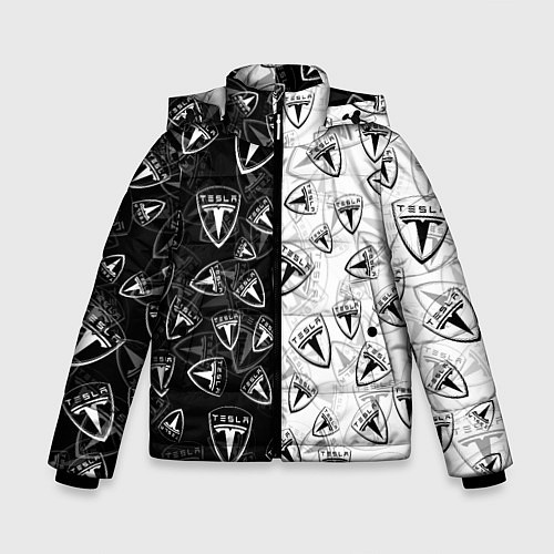 Зимняя куртка для мальчика TESLA BLACK AND WHITE LOGO PATTERN / 3D-Черный – фото 1
