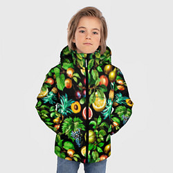 Куртка зимняя для мальчика Сочные фрукты - персик, груша, слива, ананас, цвет: 3D-красный — фото 2