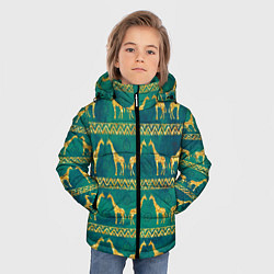 Куртка зимняя для мальчика Золотые жирафы паттерн, цвет: 3D-черный — фото 2