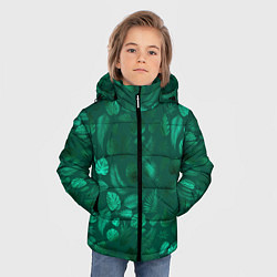 Куртка зимняя для мальчика Яркие зеленые листья, цвет: 3D-черный — фото 2