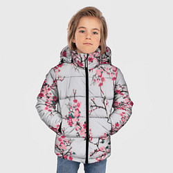 Куртка зимняя для мальчика Цветущие ветви, цвет: 3D-светло-серый — фото 2