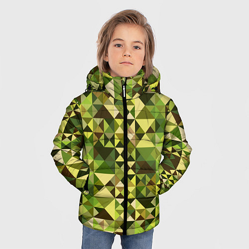 Зимняя куртка для мальчика Камуфляж Призма - лес / 3D-Красный – фото 3