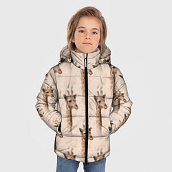 Куртка зимняя для мальчика Голова жирафа паттерн, цвет: 3D-светло-серый — фото 2
