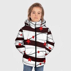 Куртка зимняя для мальчика Красные Звезды На Волнах, цвет: 3D-светло-серый — фото 2