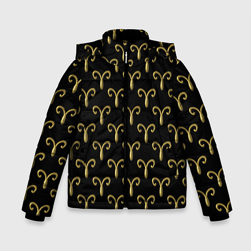 Зимняя куртка для мальчика Золотой овен на черном фоне Паттерн / 3D-Черный – фото 1