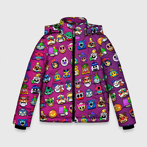 Зимняя куртка для мальчика Значки на скины Бравл Старс Brawl Розовыйградиент / 3D-Черный – фото 1