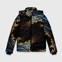 Куртка зимняя для мальчика Огненные фракталы 3d, цвет: 3D-красный