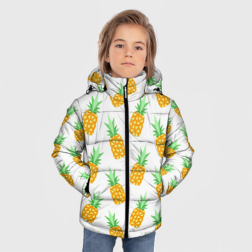 Зимняя куртка для мальчика Поле ананасов / 3D-Красный – фото 3