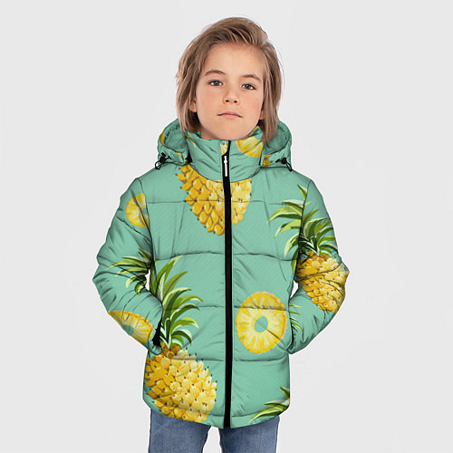 Зимняя куртка для мальчика Большие ананасы / 3D-Красный – фото 3