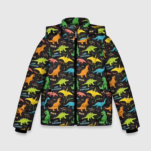 Зимняя куртка для мальчика Разноцветные Динозавры / 3D-Черный – фото 1