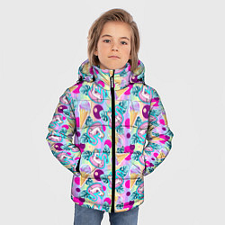 Куртка зимняя для мальчика Единороги на радужном фоне с мороженым, цвет: 3D-светло-серый — фото 2