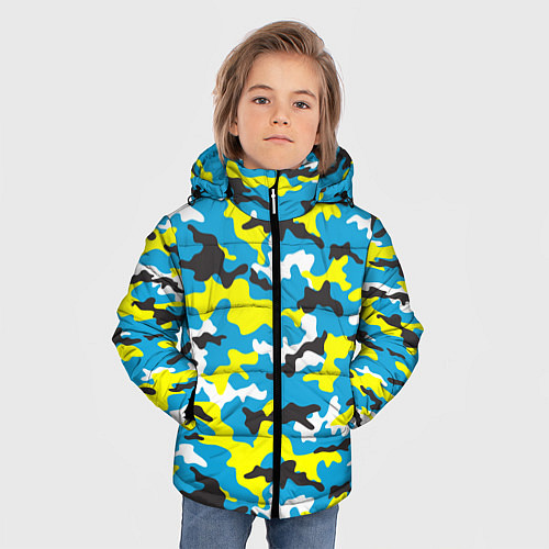 Зимняя куртка для мальчика Камуфляж Небесно-Синий / 3D-Светло-серый – фото 3