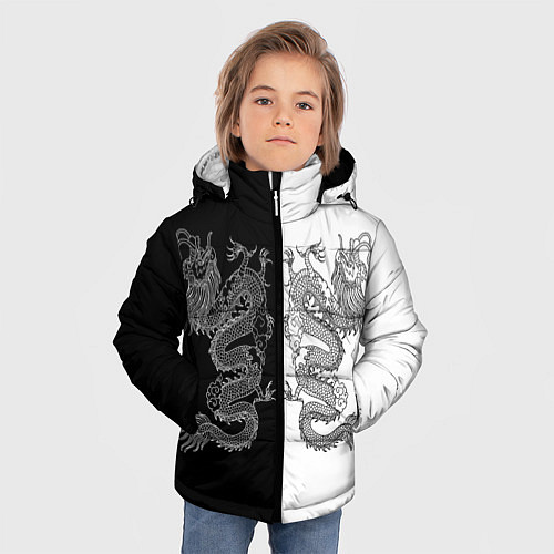 Зимняя куртка для мальчика Double Dragon Дракон Чб / 3D-Светло-серый – фото 3