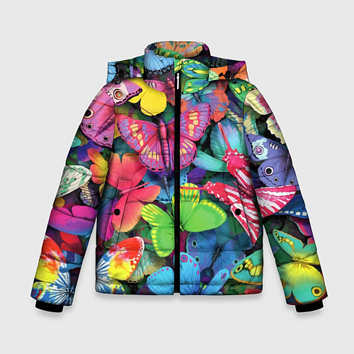 Зимняя куртка для мальчика Стая бабочек Pattern / 3D-Черный – фото 1