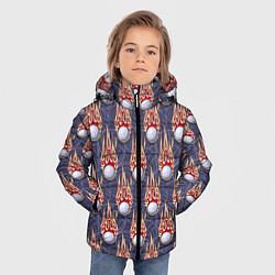 Куртка зимняя для мальчика Волейбольные мячи в огне, цвет: 3D-черный — фото 2