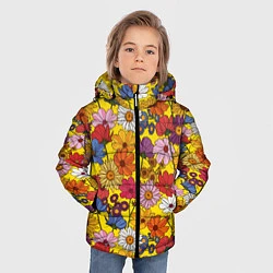 Куртка зимняя для мальчика Цветочки-лютики на желтом фоне, цвет: 3D-светло-серый — фото 2