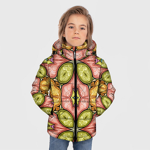 Зимняя куртка для мальчика Калейдоскоп узоры / 3D-Красный – фото 3