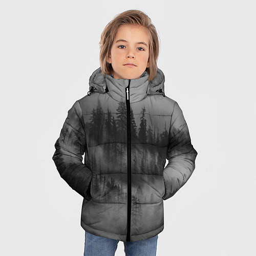 Зимняя куртка для мальчика Туманный лес - природа / 3D-Красный – фото 3