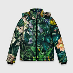 Куртка зимняя для мальчика Цветы Темный Сад, цвет: 3D-красный