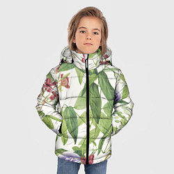Куртка зимняя для мальчика Цветы Нежная Листва, цвет: 3D-светло-серый — фото 2