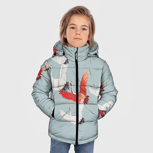 Зимняя куртка для мальчика Стая журавлей / 3D-Красный – фото 3