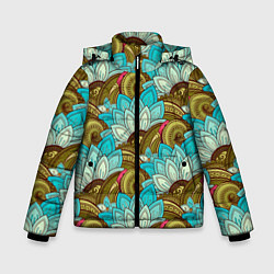 Куртка зимняя для мальчика Абстрактные лепестки цветов, цвет: 3D-светло-серый