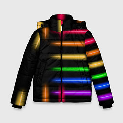 Куртка зимняя для мальчика Неоновое свечение Minimalism Neon, цвет: 3D-черный