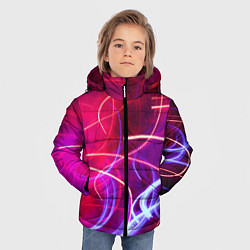 Куртка зимняя для мальчика Неоновые огни Абстракция, цвет: 3D-черный — фото 2