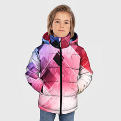 Куртка зимняя для мальчика Розово-голубая абстрактная геометрия, цвет: 3D-черный — фото 2