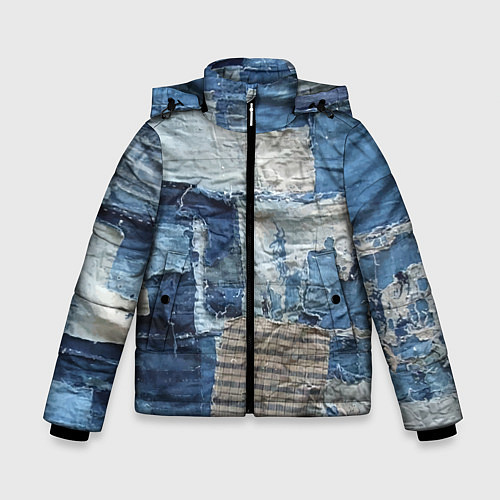 Зимняя куртка для мальчика Пэчворк Рваная ткань Hype / 3D-Черный – фото 1