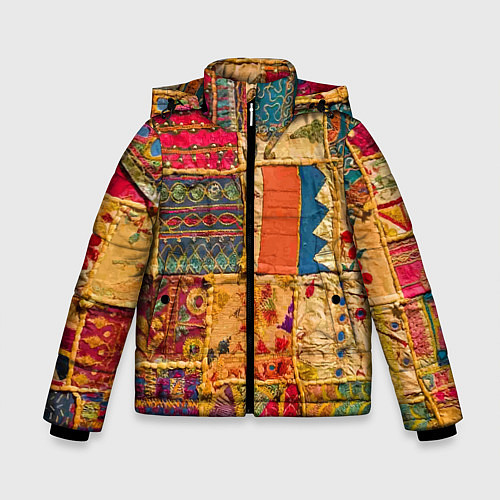 Зимняя куртка для мальчика Пэчворк Лоскутное одеяло Patchwork Quilt / 3D-Черный – фото 1