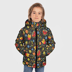 Куртка зимняя для мальчика Хохломские цветочки, цвет: 3D-красный — фото 2