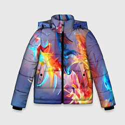 Куртка зимняя для мальчика Замерзшее пламя, цвет: 3D-черный