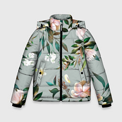 Куртка зимняя для мальчика Цветы Цветочный Букет, цвет: 3D-светло-серый