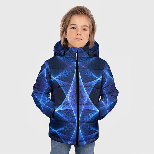 Зимняя куртка для мальчика Объёмный геометрический паттерн Volumetric geometr / 3D-Красный – фото 3