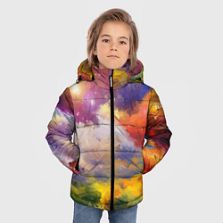 Куртка зимняя для мальчика Красочный горный пейзаж Грузия Colorful mountain l, цвет: 3D-черный — фото 2