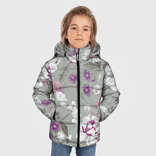 Зимняя куртка для мальчика Цветы Романтический Сад / 3D-Красный – фото 3
