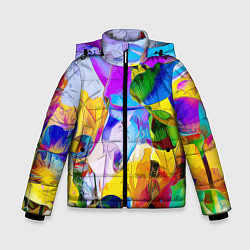 Куртка зимняя для мальчика Цветы Буйство красок Flowers Riot of colors, цвет: 3D-светло-серый